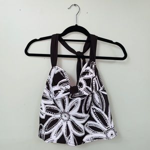 Brown and White Swim Top